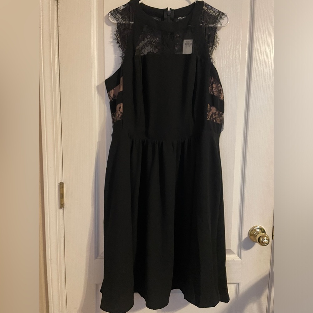 NWT City Chic Black A-Line Fine Lace Cocktail Dress 16 Formal Party‎ Whimsigoth
